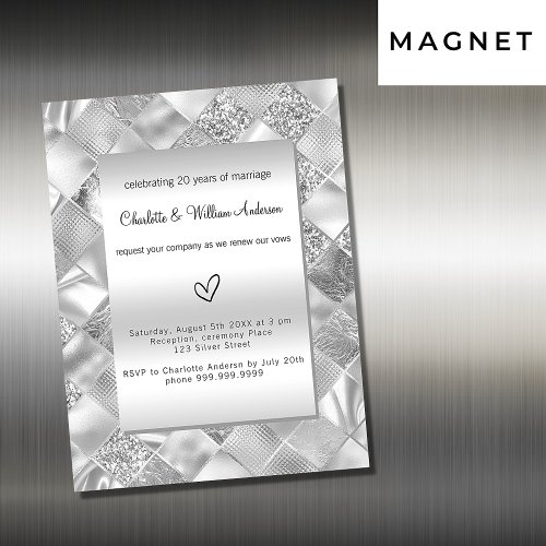 Silver elegant modern vow renewal luxury magnetic invitation