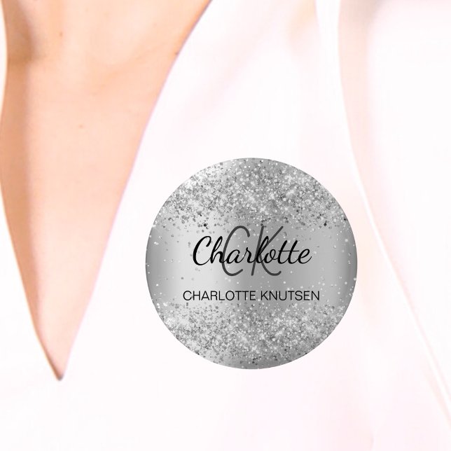 Silver elegant name tag button (Creator Uploaded)