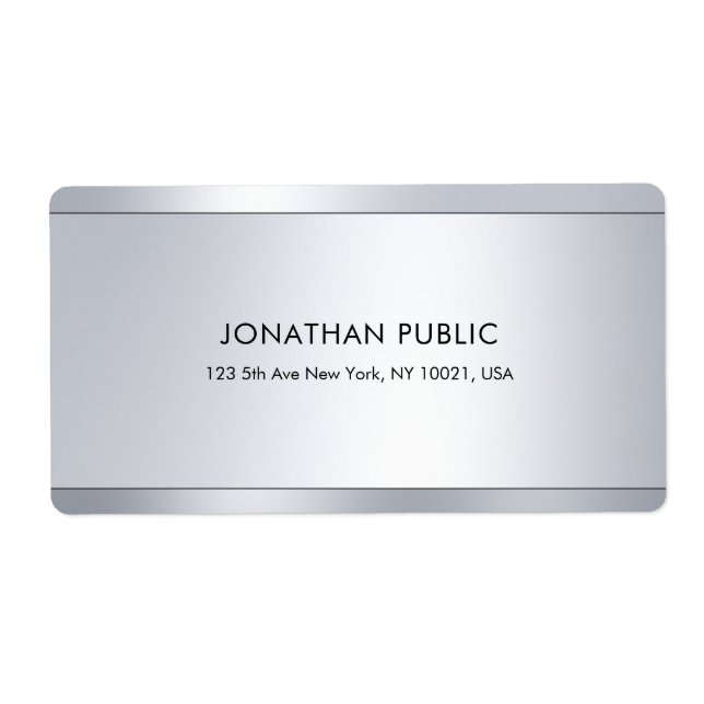 Silver Elegant Professional Shipping Address Label (Front)