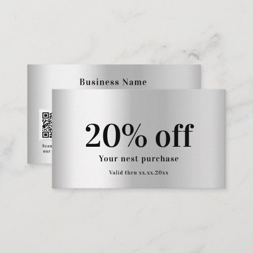 Silver elegant qr code discount card