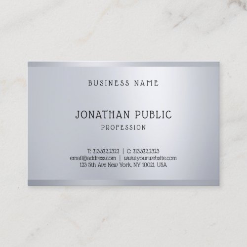 Silver Elegant Simple Modern Template Professional Business Card