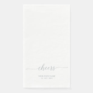Silver Elegant Simple Script Cheers Event Party Paper Guest Towels