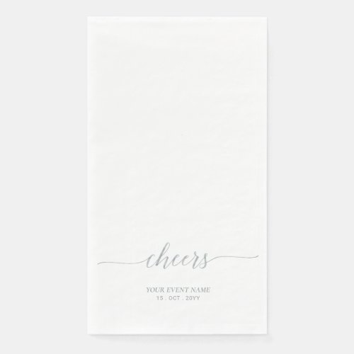 Silver Elegant Simple Script Cheers Event Party Paper Guest Towels
