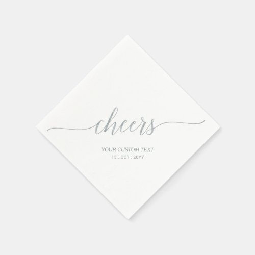 Silver  Elegant Stylish Lettering Cheers Event Napkins