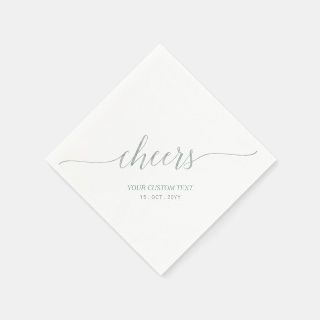 Silver | Elegant Stylish Lettering Cheers Event Napkins (Corner)