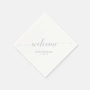 Silver Elegant Stylish Lettering Welcome Party Napkins