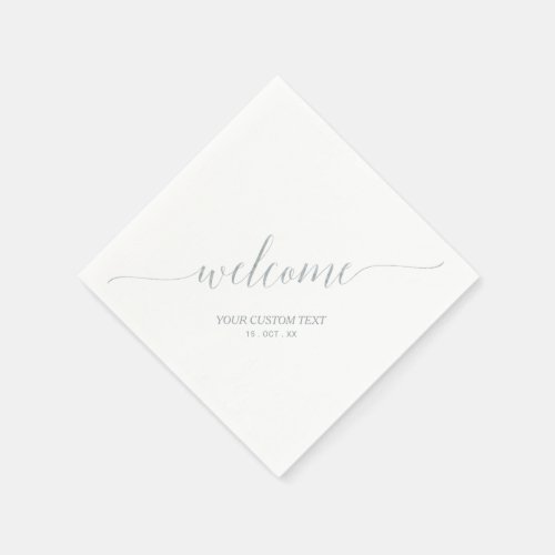 Silver Elegant Stylish Lettering Welcome Party Napkins