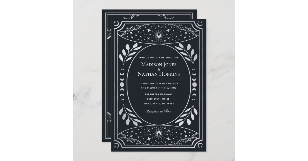 Silver Elegant Tarot Card Wedding Invitation | Zazzle