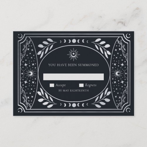   Silver Elegant Tarot Card Wedding RSVP 