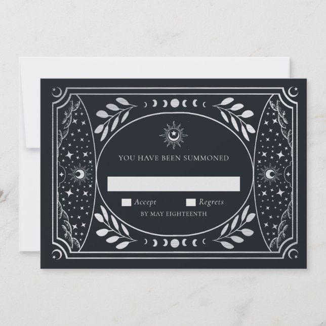   Silver Elegant Tarot Card Wedding RSVP  (Front)