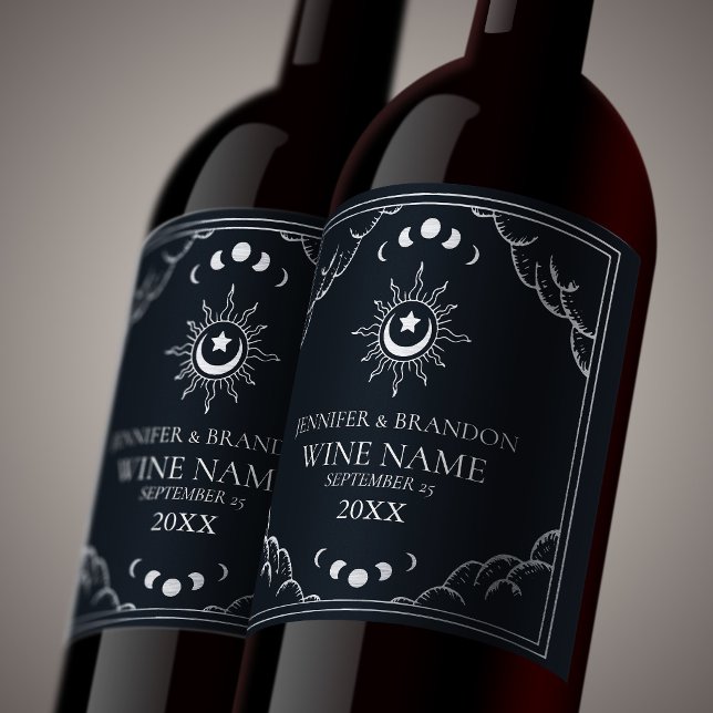 Silver Elegant Tarot Card Wedding  Wine Label (Creator Uploaded)