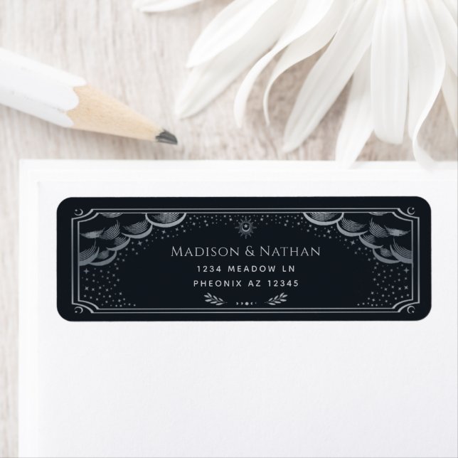 Silver Elegant Tarot Wedding Label (Insitu)