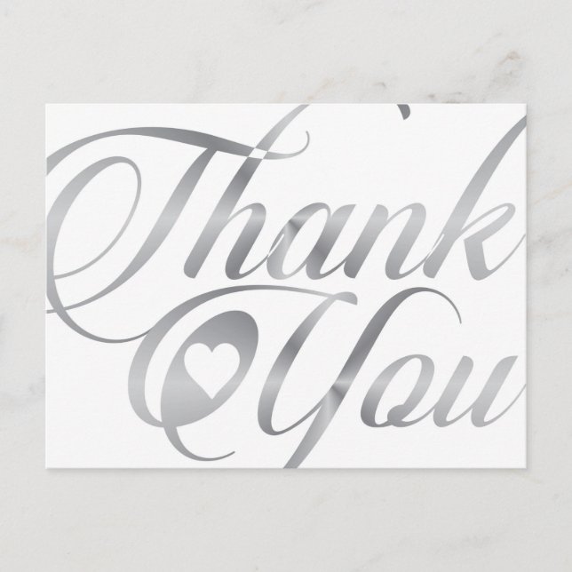 Silver elegant thank you script postcard (Front)