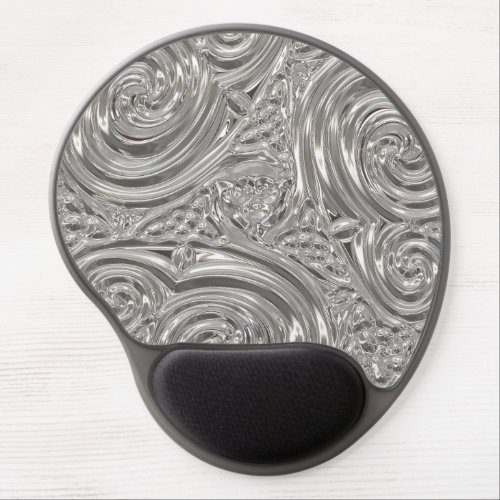 Silver elegant victorian art nouveau embossed look gel mouse pad