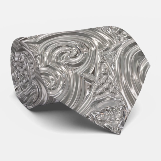 Silver elegant victorian art nouveau neck tie (Rolled)