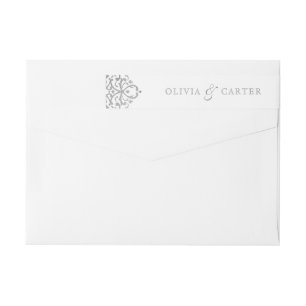 Silver elegant vintage wedding return address wrap around label