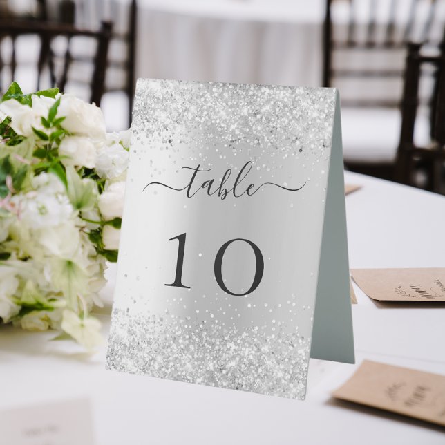 Silver elegant wedding table number table tent (Creator Uploaded)