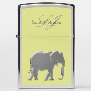 Silver Elephant Monogram Zippo Lighter