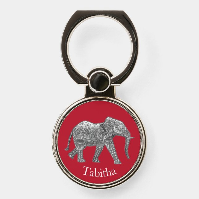 Silver Elephant Phone Ring Stand (Front)