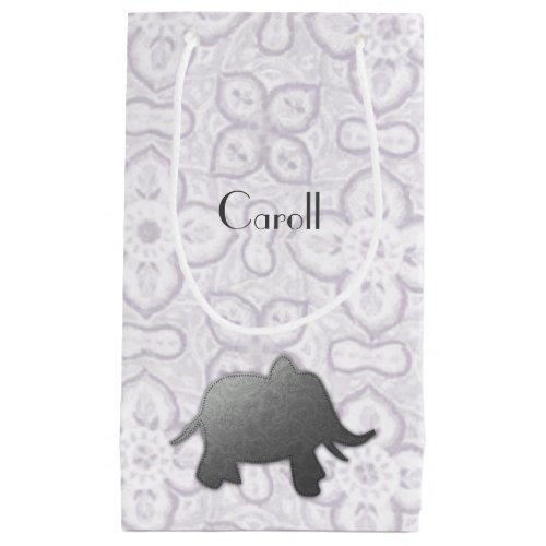silver elephant _ white _ gift bag