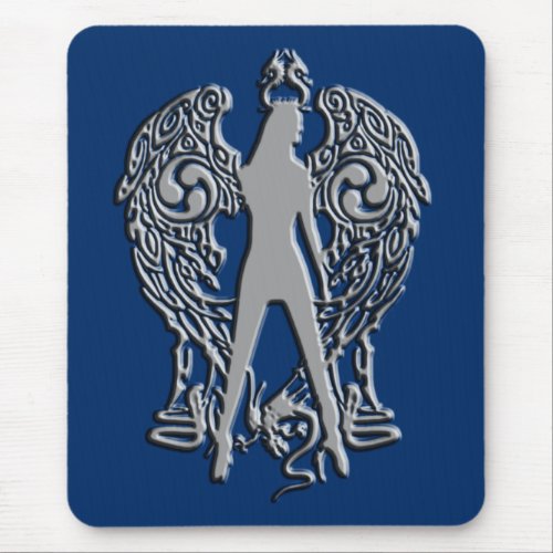 Silver Emboss Serpent Angel Mousepad