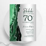 Silver Emerald Green Agate Surprise 70th Birthday Invitation<br><div class="desc">Emerald green and silver agate surprise 70th birthday party invitation. Elegant modern design featuring watercolor agate marble geode background,  faux glitter silver and typography script font. Trendy invite card perfect for a stylish women's bday celebration. Printed Zazzle invitations or instant download digital printable template.</div>