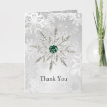 silver emerald green snowflakes wedding Thank You