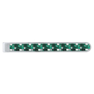 Silver Emerald Square Finish Tie Bar