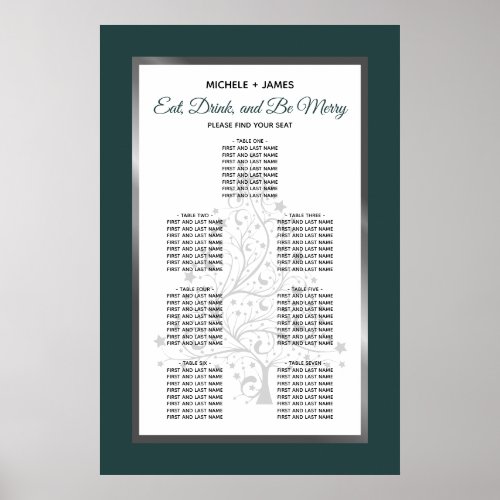 Silver Emerald Winter Wedding Seating Chart