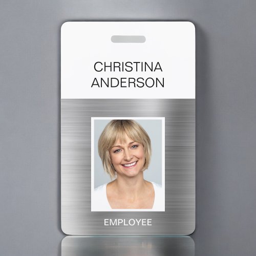 Silver Employee - Name Photo Corporate Metallic Badge