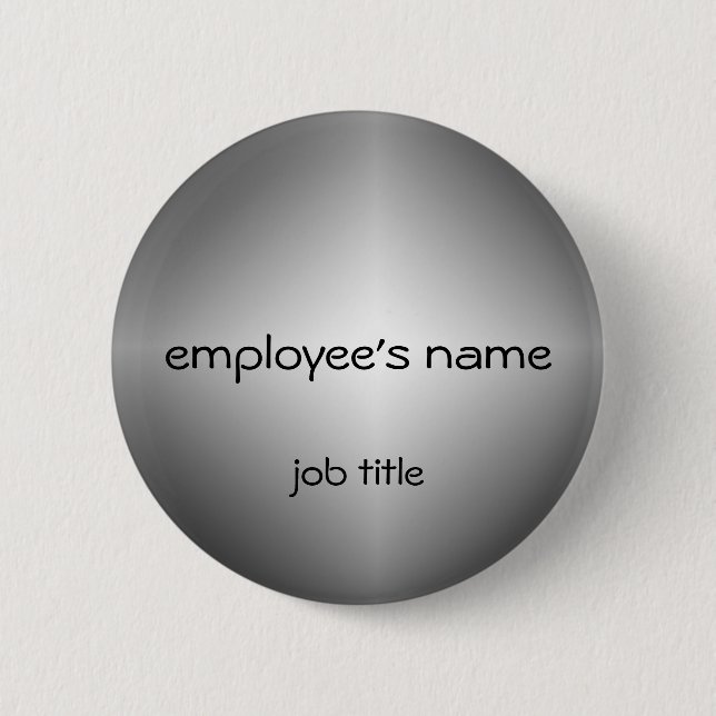 Silver Employee Name Tag Button (Front)