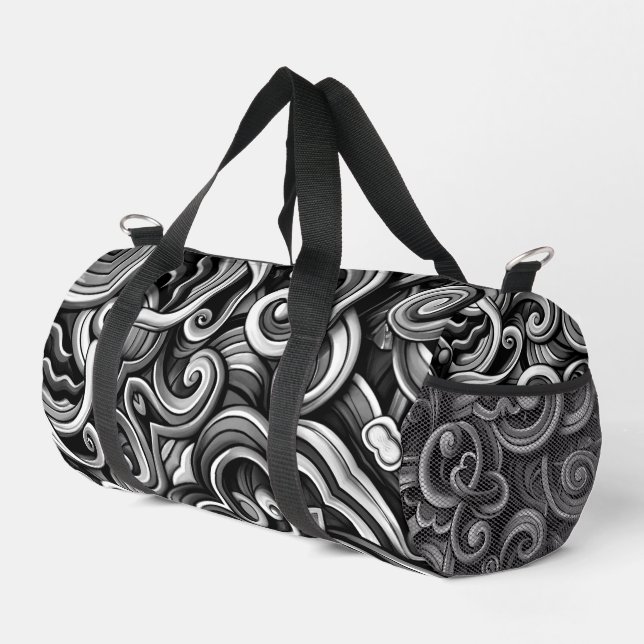 Silver Energy Swirls  Duffle Bag (Right Corner)
