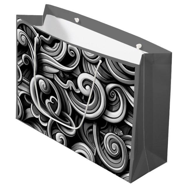 Silver Energy Swirls  Large Gift Bag (Front Angled)