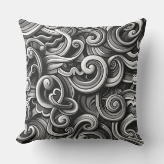 Silver Energy Swirls Outdoor Pillow