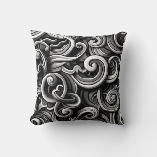 Silver Energy Swirls Throw Pillow