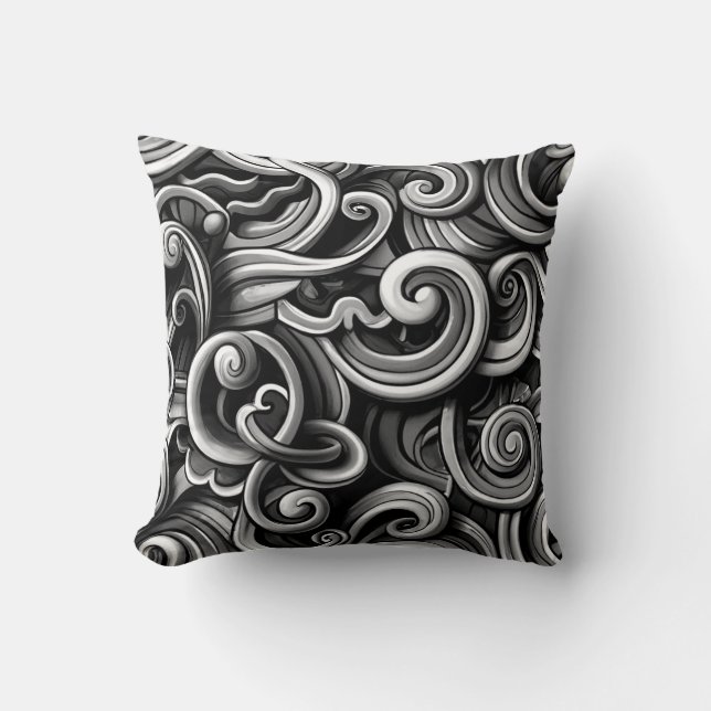 Silver Energy Swirls  Throw Pillow (Front)