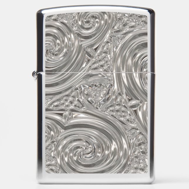 Silver engraved look elegant victorian art nouveau zippo lighter (Front)