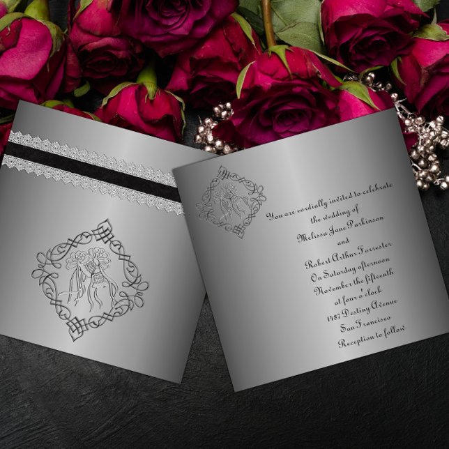 Silver Engraved Look Wedding Invitation (Creator Uploaded)