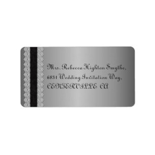 Silver Engraved Look Wedding Label