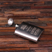 Silver Etched 7 oz. Stainless Steel Whiskey Flask (Top)