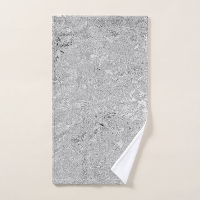 Silver Etched Hibiscus Flowers, Hand Towel (Hand Towel)