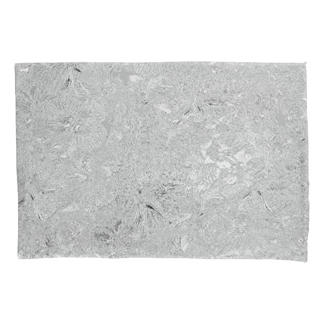 Silver Etched Hibiscus Flowers, Pillow Case (Front)
