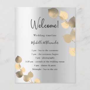 Silver eucalyptus golden wedding program budget flyer