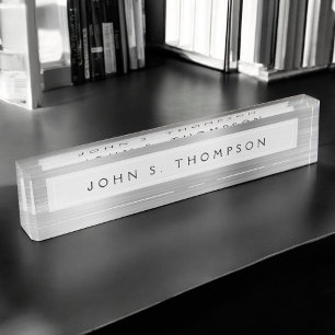 Silver Executive Luxury Professional Modern Desk Name Plate