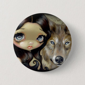 "Silver Eyed Wolf" Button