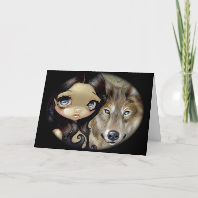 "Silver Eyed Wolf" Greeting Card (Front)