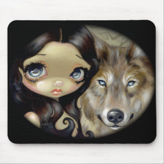 "Silver Eyed Wolf" Mousepad