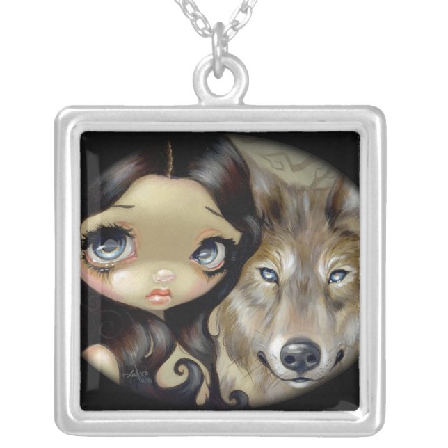 Silver Eyed Wolf NECKLACE gothic fantasy dog (Front)