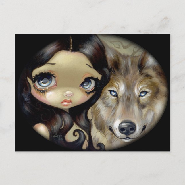 "Silver Eyed Wolf" Postcard (Front)