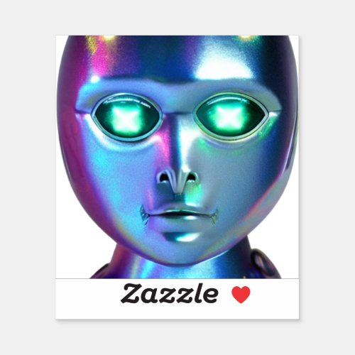  Silver Face Big Eyes Alien Sticker